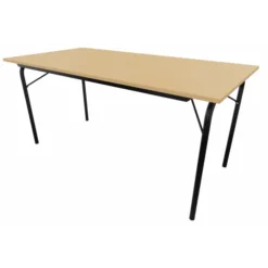Table pliante Visa - rectangulaire - 160 x 80 cm - plateau hêtre naturel - piétement noir