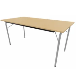 Table pliante Visa - rectangulaire - 160 x 80 cm - plateau hêtre naturel - piétement gris alu