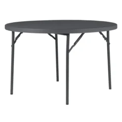 Table pliante Zang - plateau résine de synthèse - Ø 122 cm - gris foncé