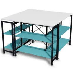 Table présentoir Korytem - sur patins - tablettes droites