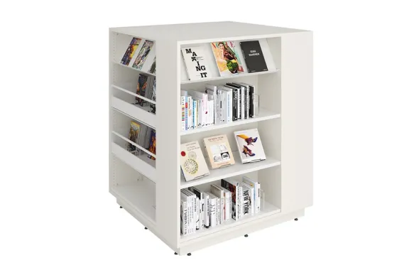 Table présentoir London et Lingo - l. 100 x h. 152 x pr. 100 cm - sur roulettes