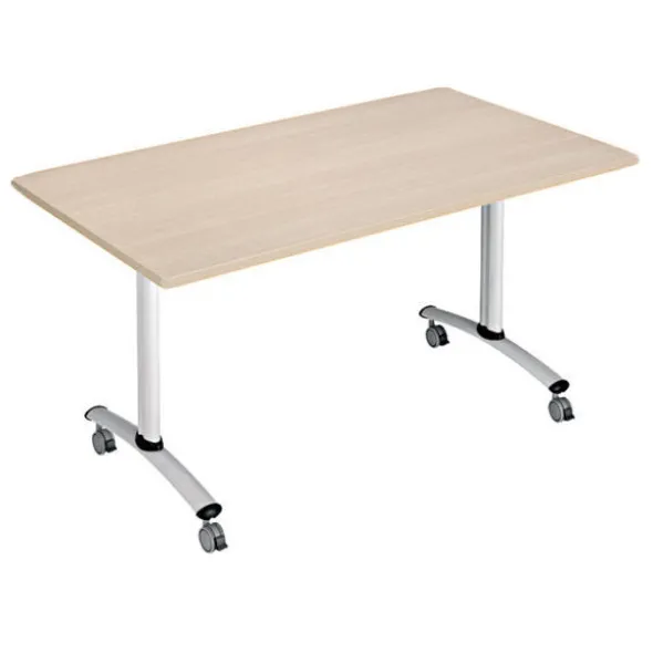 Table rabattable sur roulettes - 160 x 80 cm - plateau stratifié antibactérien chant ABS