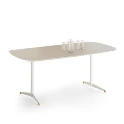 Table rectangulaire angles arrondis Tamaris - 190 x 80 cm - piétement dégagement latéral époxy - stratifié
