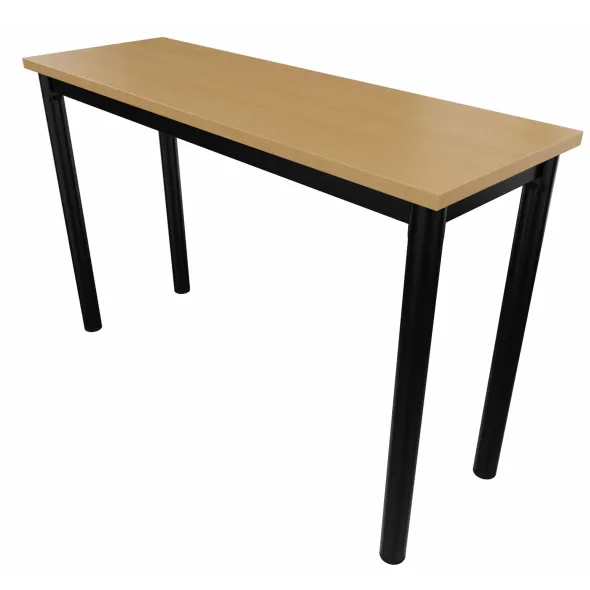 Table rectangulaire Artense - 120 x 40 cm - piétement noir - plateau hêtre naturel - chant alaisé hêtre verni naturel