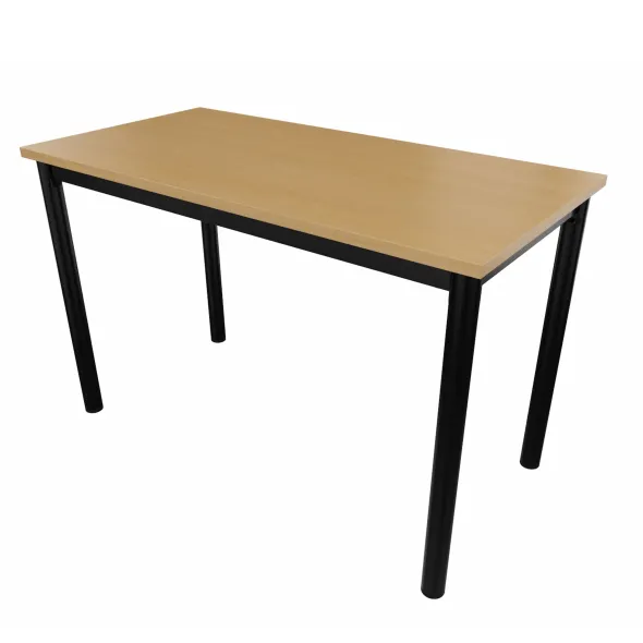 Table rectangulaire Artense - 120 x 60 cm - piétement noir - plateau hêtre naturel - chant alaisé hêtre verni naturel