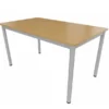 Table rectangulaire Artense - 140 x 80 cm - piétement gris alu - plateau hêtre naturel - chant alaisé hêtre verni
