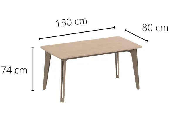Table rectangulaire Brotteaux - l. 150 x pr. 80 x ht. 74 cm