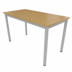 Table rectangulaire Compo - 130 x 65 cm - piétement gris alu - plateau hêtre naturel