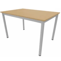 Table rectangulaire Compo - 120 x 80 cm - piétement gris alu - plateau hêtre naturel