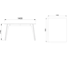 Table rectangulaire 4/6 places Lares Media II - l. 140 x h. 74 x pr. 180 cm
