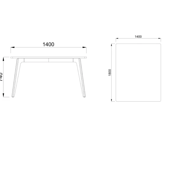 Table rectangulaire 4/6 places Lares Media II - l. 140 x h. 74 x pr. 180 cm
