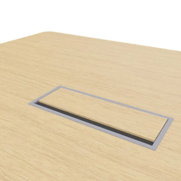 Table rectangulaire 4/6 places Lares Media II - l. 140 x h. 74 x pr. 180 cm + mur support - top access et goulotte