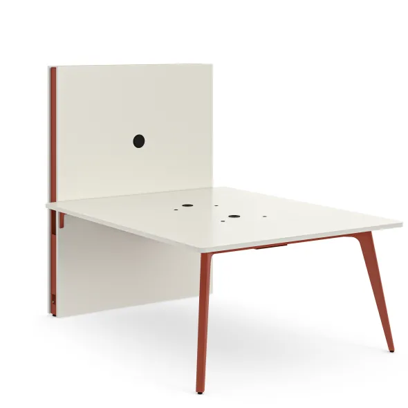 Table rectangulaire 4/6 places Lares Media II - l. 140 x h. 74 x pr.180 cm + mur support - 2 prises courant + 4 prises