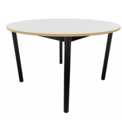 Table ronde Artense - Ø 120 cm - piétement époxy - plateau stratifié - chant alaisé hêtre verni naturel