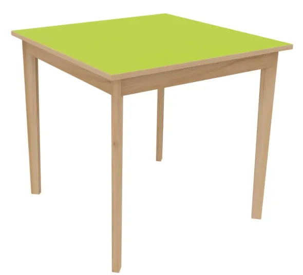 Table Soline 4 pieds - 80 x 80 cm - hêtre verni naturel - chant alaisé