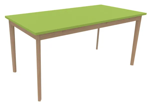 Table Soline 4 pieds - 160 x 80 cm - hêtre verni naturel - Chant plastique