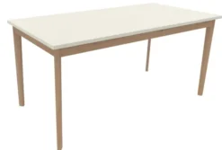 Table Soline 4 pieds - 160 x 80 cm - hêtre verni naturel - Chant plastique