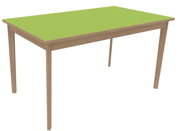 Table Soline 4 pieds - 140 x 80 cm - hêtre verni naturel - chant alaisé