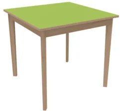 Table Soline 4 pieds - 80 x 80 cm - hêtre verni naturel - Chant plastique