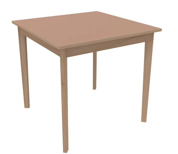 Table Soline 4 pieds - 80 x 80 cm - hêtre verni naturel - Chant plastique