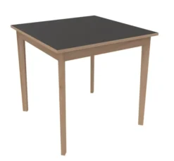 Table Soline 4 pieds - 80 x 80 cm - hêtre verni naturel - Chant plastique