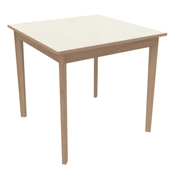Table Soline 4 pieds - 80 x 80 cm - hêtre verni naturel - Chant plastique