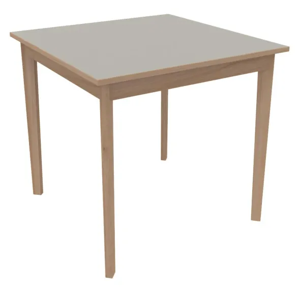 Table Soline 4 pieds - 80 x 80 cm - hêtre verni naturel - Chant plastique
