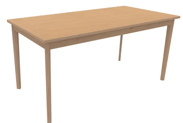 Table Soline 4 pieds - 160 x 80 cm - hêtre verni naturel - chant alaisé