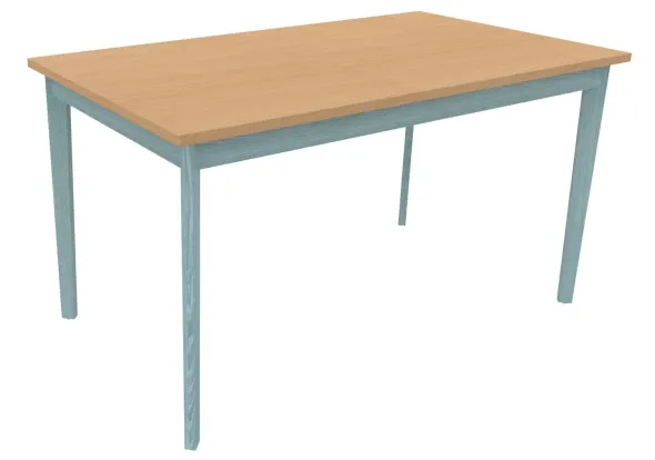 Table Soline 4 pieds - 140 x 80 cm - hêtre verni teinté - Chant plastique