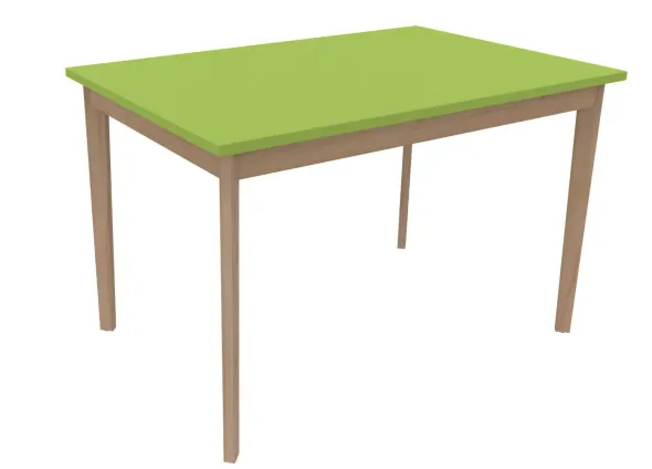Table Soline 4 pieds - 120 x 80 cm - hêtre verni naturel - Chant plastique