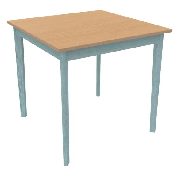 Table Soline 4 pieds - 80 x 80 cm - hêtre verni teinté - Chant plastique