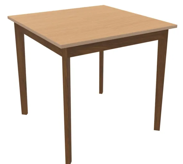 Table Soline 4 pieds - 80 x 80 cm - hêtre verni teinté - Chant plastique
