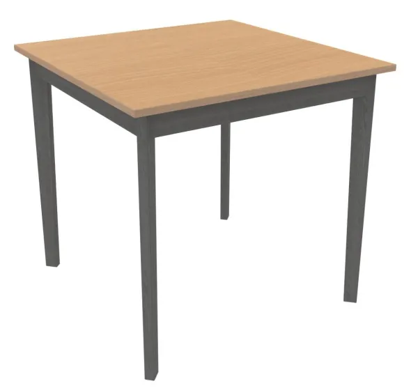 Table Soline 4 pieds - 80 x 80 cm - hêtre verni teinté - Chant plastique