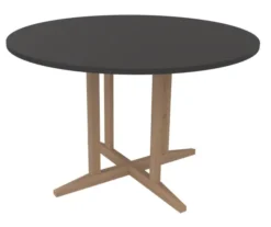 Table Soline piétement central - Ø 120 cm - hêtre verni naturel - chant plastique