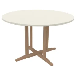 Table Soline piétement central - Ø 120 cm - hêtre verni naturel - chant plastique