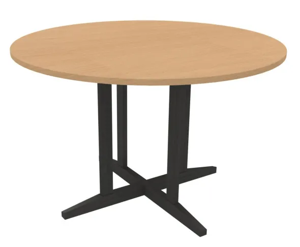 Table Soline piétement central - Ø 120 cm - hêtre verni teinté - chant plastique