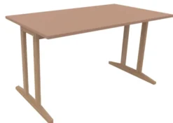 Table Soline piétement à dégagement latéral - 140 x 80 cm - hêtre verni naturel - chant plastique