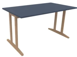 Table Soline piétement à dégagement latéral - 140 x 80 cm - hêtre verni naturel - chant plastique
