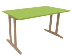 Table Soline piétement à dégagement latéral - 140 x 80 cm - hêtre verni naturel - chant plastique