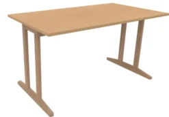 Table Soline piétement à dégagement latéral - 140 x 80 cm - hêtre verni naturel - chant plastique