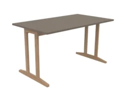 Table Soline piétement à dégagement latéral - 140 x 80 cm - hêtre verni naturel - chant plastique