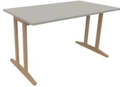 Table Soline piétement à dégagement latéral - 140 x 80 cm - hêtre verni naturel - chant plastique