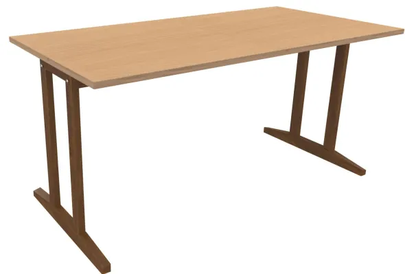 Table Soline piétement à dégagement latéral - 160 x 80 cm - hêtre verni teinté - chant alaisé