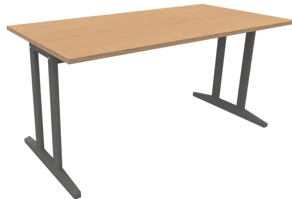 Table Soline piétement à dégagement latéral - 160 x 80 cm - hêtre verni teinté - chant alaisé