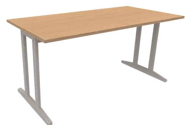 Table Soline piétement à dégagement latéral - 160 x 80 cm - hêtre verni teinté - chant alaisé