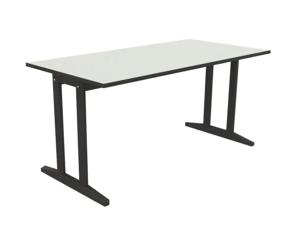 Table Soline piétement à dégagement latéral - 160 x 80 cm - hêtre verni teinté - chant alaisé