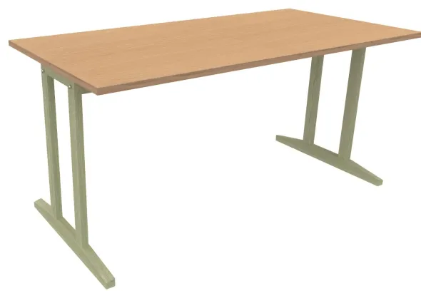 Table Soline piétement à dégagement latéral - 160 x 80 cm - hêtre verni teinté - chant alaisé