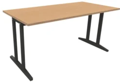 Table Soline piétement à dégagement latéral - 160 x 80 cm - hêtre verni teinté - chant alaisé