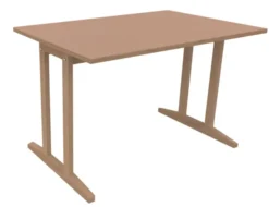 Table Soline piétement à dégagement latéral - 120 x 80 cm - hêtre verni naturel - chant alaisé