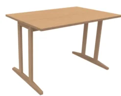 Table Soline piétement à dégagement latéral - 120 x 80 cm - hêtre verni naturel - chant alaisé